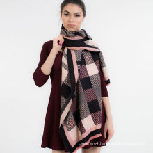 2017 hot sale square large oversize winter cashmere plaid blanket scarf